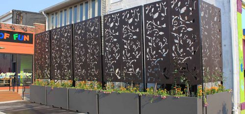 Holz-Pflanzkübel - WILSHIRE - Tournesol SITEWORKS - Metall / rechteckig / maßgefertigt