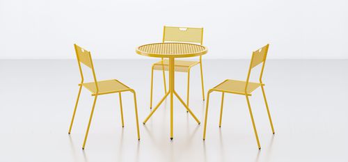 Moderner Tisch - EAST - Tournesol SITEWORKS - Stahl / pulverbeschichteter Stahl / Kunststoff
