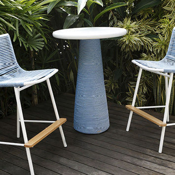 Moderner Bistrotisch - Spool Bar - Tidelli - Eukalyptusholz / Granit / Kordel