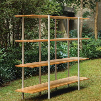 Modernes Regal - Boss  - Tidelli - Eukalyptusholz / Aluminium / für Außenbereich