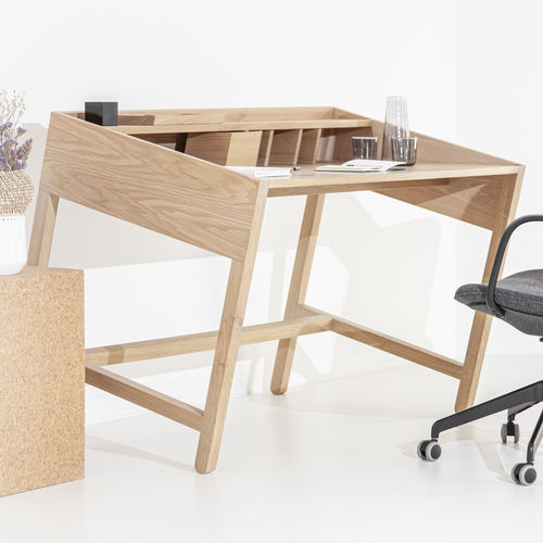 Moderner Schreibtisch - TORTA - PORVENTURA - Eiche / amerikanischer Nussbaum / ergonomisch