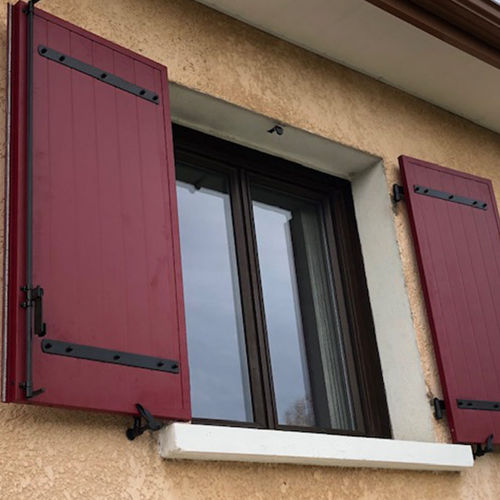 Einflügeliger Fensterladen - KSM PRODUCTION - Aluminium / Holzoptik / Tür