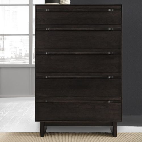 Hohe Kommode - CAMBER - West Furniture - modern / Holz / 5 Schubladen