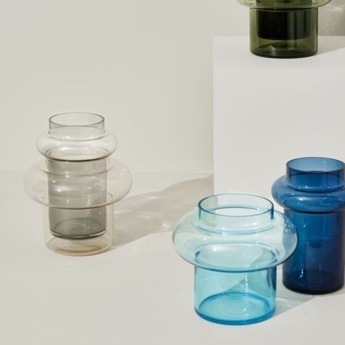 Moderne Vase - Inception - Hübsch A/S - Glas / handgefertigt / grau
