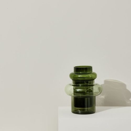 Moderne Vase - Inception - Hübsch A/S - geblasenes Glas / Rauchglas / handgefertigt