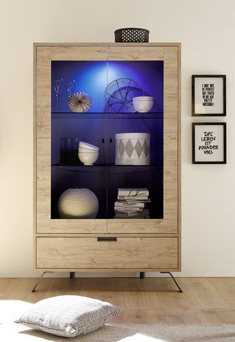 Moderner Geschirrschrank - PALMA - LC spa - Eiche / Nussbaum / Metall