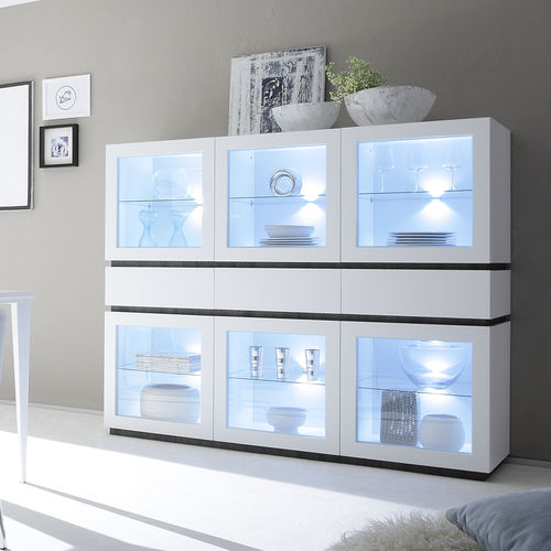 Moderner Geschirrschrank - REX - LC spa - Eiche / Wenge / Glas