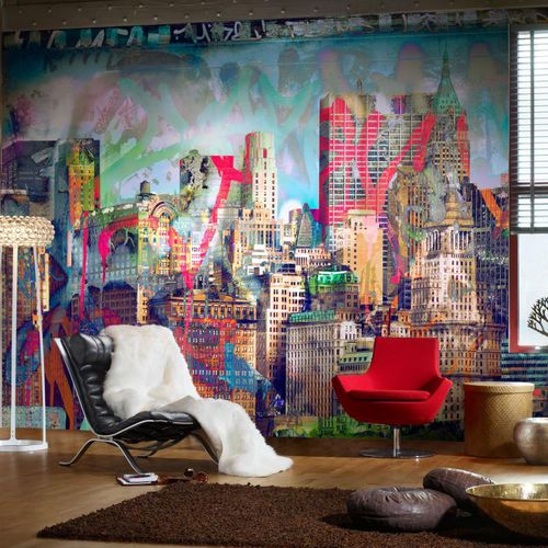 Tapete / originelles Design - GRAFFITI CITY - Mr Perswall - Vlies / Panorama / Städtemotiv