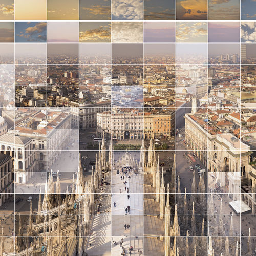 Kombi-Gemälde - MILAN LANDSCAPE | PICTURES COLLAGE ART DUOMO - San Polo Art Gallery | Contemporary Art & Design i - auf Papiergrund / Landschaft / für Kunstgalerien