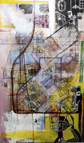Acrylgemälde - Bottles STRATICOLLAGE - San Polo Art Gallery | Contemporary Art & Design i - Kombi / abstrakt / für Kunstgalerien