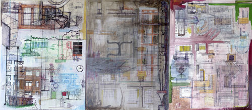 Acrylgemälde - Trypctic 2 STRATICOLLAGE - San Polo Art Gallery | Contemporary Art & Design i - Kombi / auf Papiergrund / abstrakt