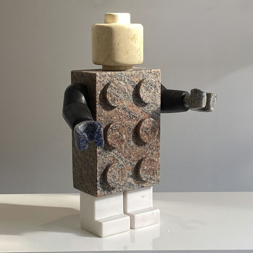 Marmorskulptur - BRICKMAN - San Polo Art Gallery | Contemporary Art & Design i - für Außenbereich / handgefertigt / Garten