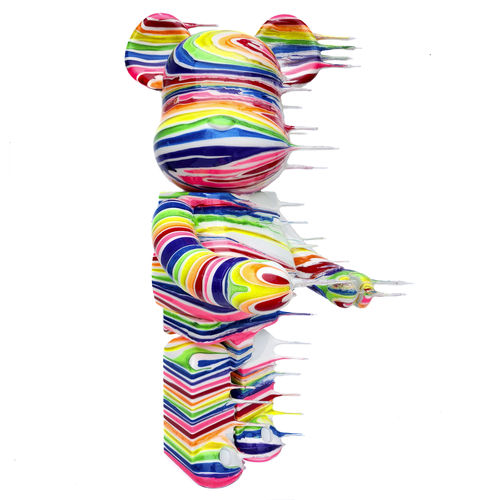Metallskulptur - Blown Away 1000% Bearbrick - White Rainbow - San Polo Art Gallery | Contemporary Art & Design i - Harz / Ton / Acryl