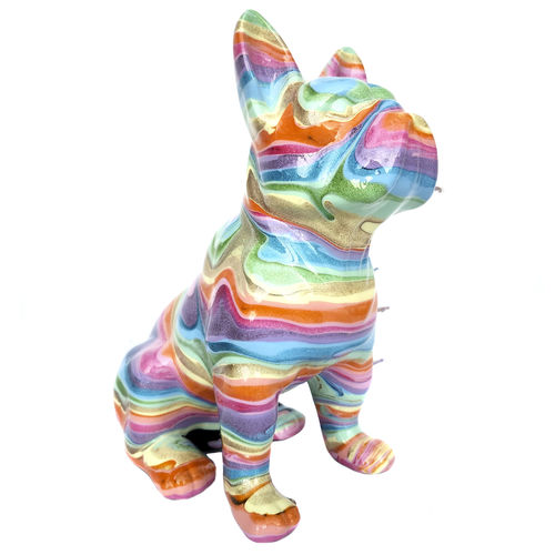 Metallskulptur - Blown Away Frenchie - Rainbow Sherbet - San Polo Art Gallery | Contemporary Art & Design i - Harz / Acryl / handgefertigt