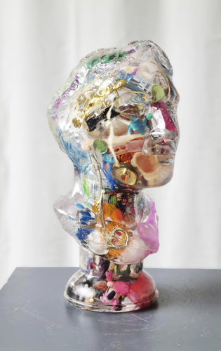 Harz Skulptur - CONTAMINATED HEAD - San Polo Art Gallery | Contemporary Art & Design i - freistehend / für Gewerbegebrauch / mehrfarbig