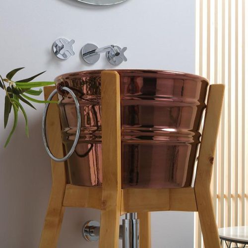 Aufsatzwaschbecken - BCL02TRA - horganica - Keramik / mit integriertem Handtuchhalter / zweifarbig