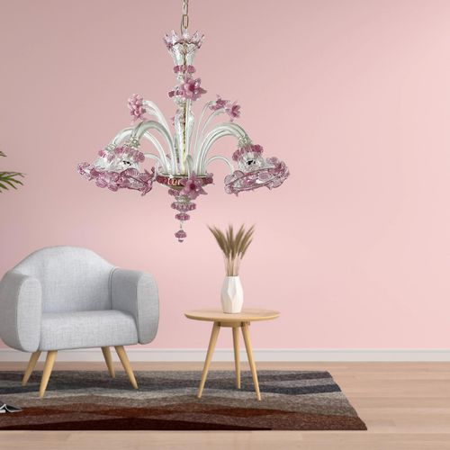 Moderner Kronleuchter - ROSÈ - Magie di Murano - Muranoglas / LED / handgefertigt