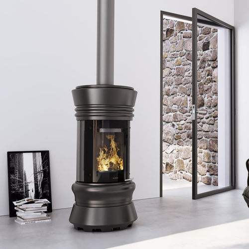 Holz-Kaminofen - PALAZZETTI DAMA NERO - Monolite Ipergres - Zentral / modern / Keramik