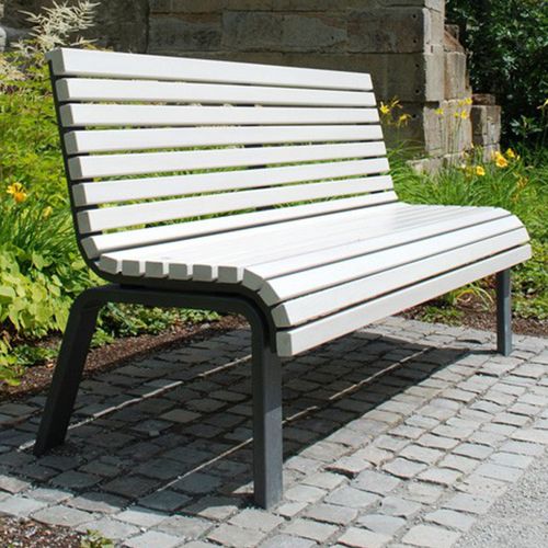 Klassische Bank für den öffentlichen Raum - ESTIVA - DW Windsor - Laubholz / galvanisiertem Stahl / Polyester