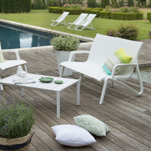 Moderne Gartenbank - SUNSET CONVERSATIONNEL - GROSFILLEX - Aluminium / Textilene / Glasfaser