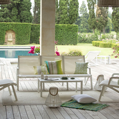 Moderne Gartenbank - SUNSET CONVERSATIONNEL - GROSFILLEX - Aluminium / Textilene / Glasfaser