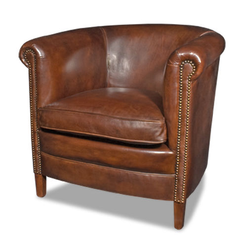 Klassischer Clubsessel - YORK - Bendic International - Leder / mit abnehmbarem Kissen / braun