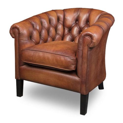 Chesterfield-Sessel - TUXFORD - Bendic International - Leder / mit abnehmbarem Kissen / braun