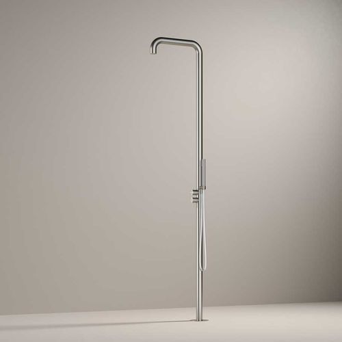 Klassische Außendusche - AR091 - hotbath - gebürsteter Edelstahl / für Privatgebrauch / mit Handbrause