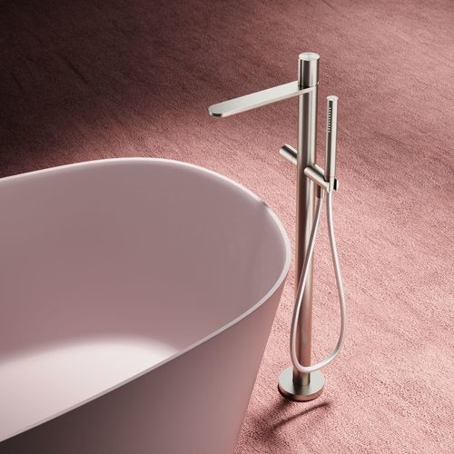 Wannenset / gebürsteter Edelstahl - GT187 - hotbath - bodenstehend / für Fußboden / freistehend