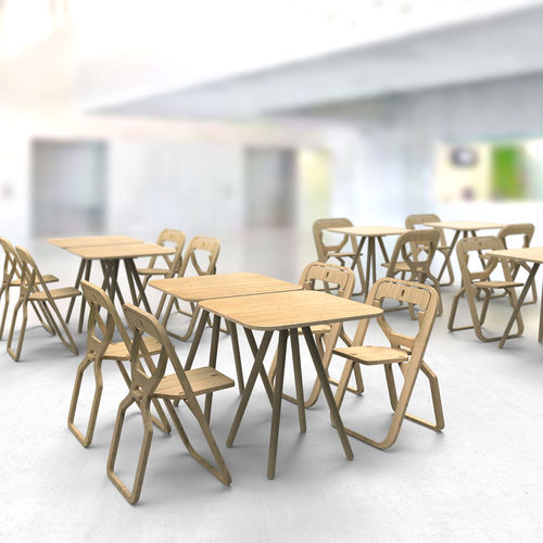 Moderner Bistrotisch - Natural - INFINE DESIGN OBJET - Holz / Gestell aus Holz / quadratisch