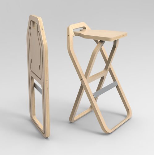 Moderner Barhocker - INFINE - INFINE DESIGN OBJET - Sperrholz / gebeiztes Holz / Gestell aus Furnierholz