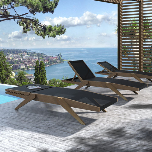 Moderne Sonnenliege - CROCO - INFINE DESIGN OBJET - Segeltuch / Tropenholz / aus Cumaru