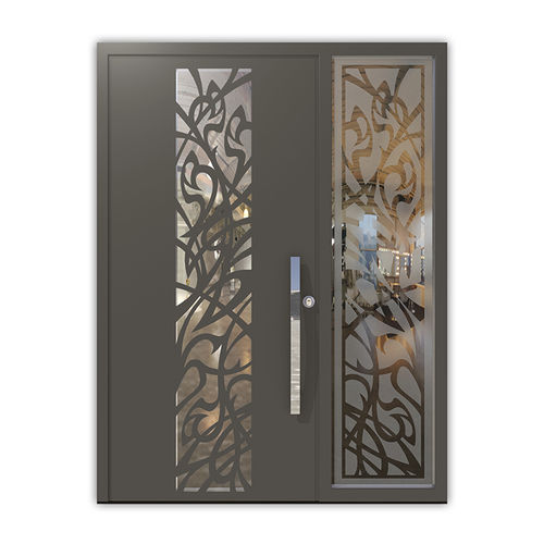 Eingangstür - RIVANNA - REMO Security Doors - galvanisiertem Stahl / einflügelig / halbverglast