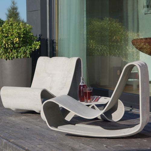 Kaminsessel / originelles Design - WILLY GUHL - green-form - Faserbeton / für Garten