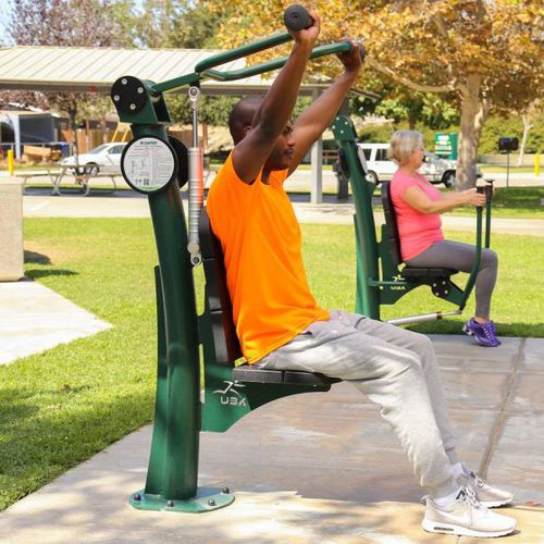 Bizepscurl-Fitnessgerät - UBX-248 - Greenfields Outdoor Fitness - Schulterpresse / Brustpressbank / für Außenbereich