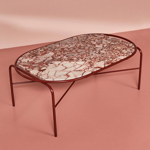 Moderner Couchtisch - SECANT - Warm  Nordic - Granit / Gestell aus heißlackiertem Stahl / oval