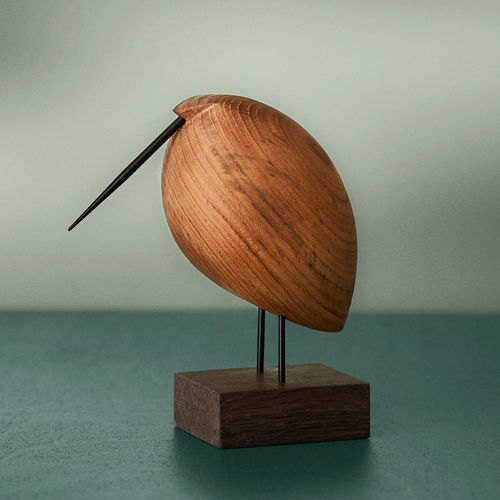 Teakholz-Skulptur - BEAK BIRD - Warm  Nordic