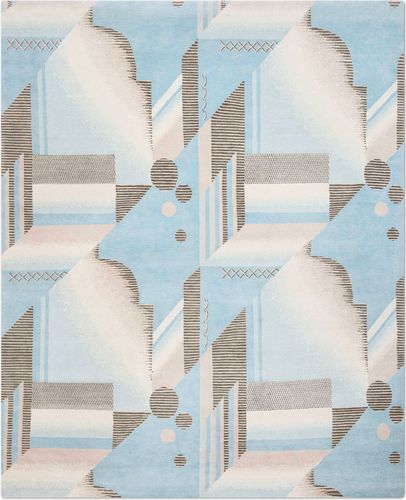 Moderner Teppich - ART DECO - Knots rugs - mit geometrischen Motiven / Seide / Tibetanische Wolle