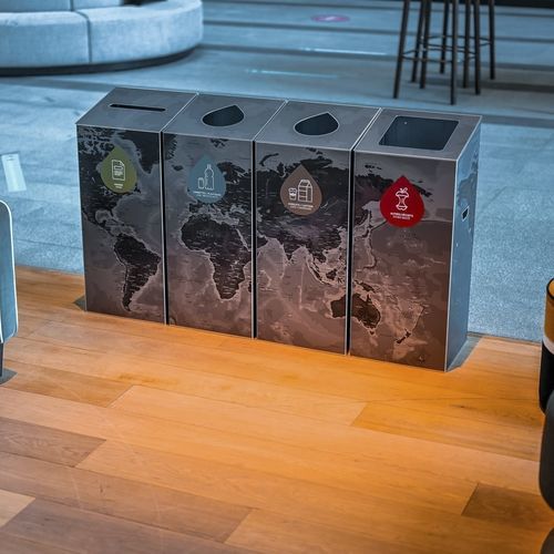 Park-Abfallbehälter - TriUno - Naturen - System / gebürstetes Aluminium / für den Innenraum
