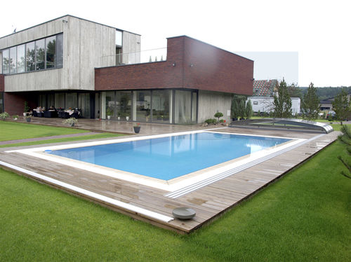 Selbsttragendes Schwimmbecken - Tilestone Pools one piece tiled pools - Überlauf / maßgefertigt / für Außenbereich