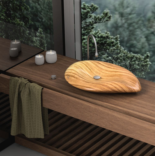 Aufsatzwaschbecken - LEAF - QINN DESIGNS - Holz / nach Maß / oval