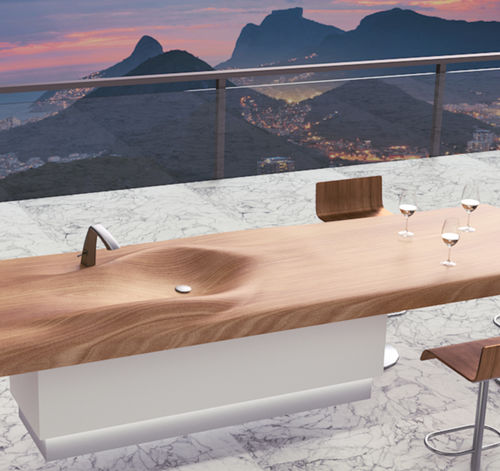 Aufsatzwaschbecken - OKANDA - QINN DESIGNS - Holz / nach Maß / rechteckig