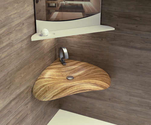 Wand-Waschbecken - ALAYA - QINN DESIGNS - Holz / nach Maß / für Eckeinbau