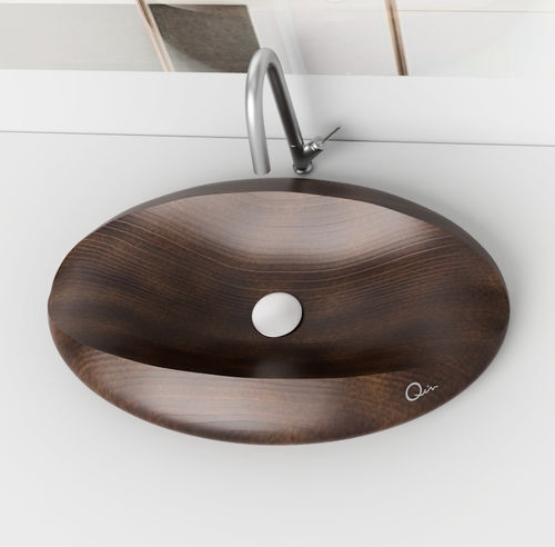 Aufsatzwaschbecken - BEAN - QINN DESIGNS - Holz / nach Maß / oval