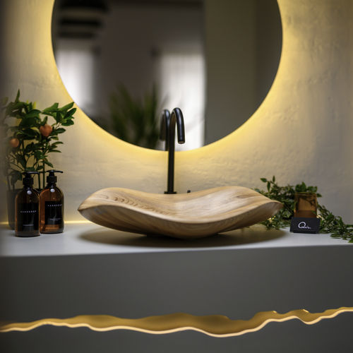 Aufsatzwaschbecken - KUALA - QINN DESIGNS - Holz / nach Maß / organisch
