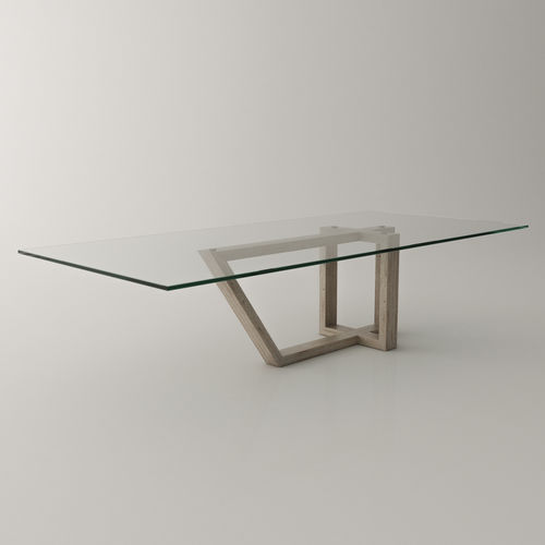 Moderner Esstisch - EVO - Roig - art & design - - Hartglas / Gestell aus Marmor / rechteckig