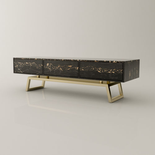 Moderner Konsolentisch - GENÍS LUX - Roig - art & design - - Marmor / Gestell aus poliertem Messing / rechteckig