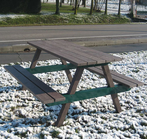 Moderne Tischgarnitur - SPARTA - Ferrinox - galvanisiertem Stahl / Recyclingkunststoff / für Außenbereich