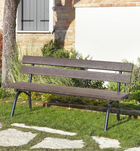 Moderne Bank für den öffentlichen Raum - TREMITI - Ferrinox - aus lackiertem Stahl / aus recyceltem Material / mit Rückenlehne