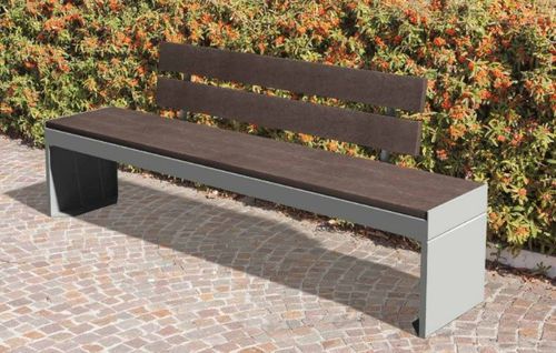 Moderne Bank für den öffentlichen Raum - FUERTE - Ferrinox - Holz / Edelstahl / Recyclingkunststoff
